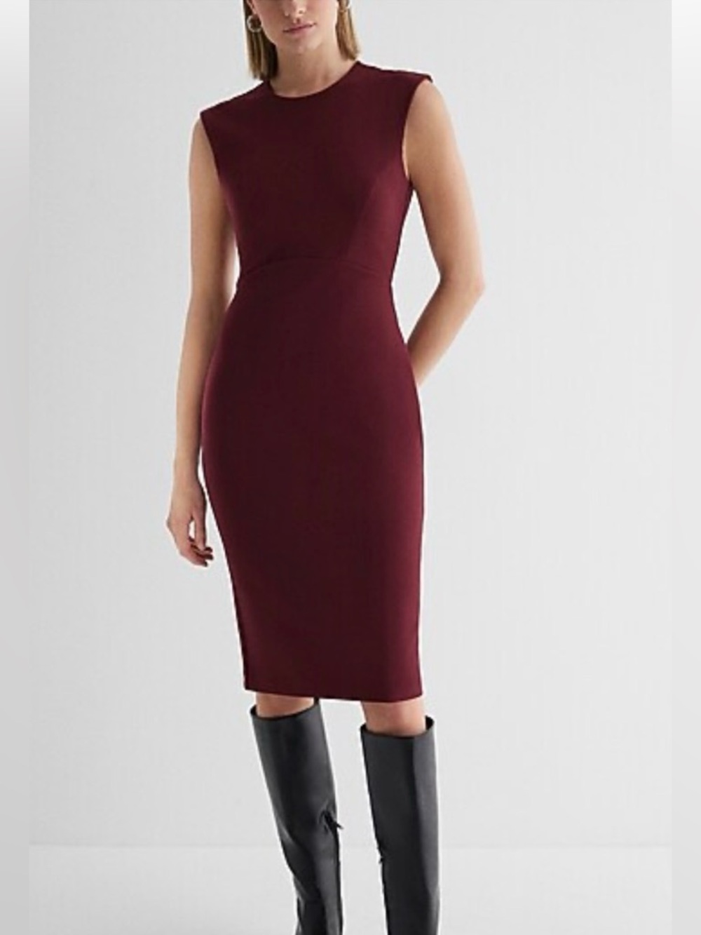 Express Sleeveless Midi Dress in Burgundy